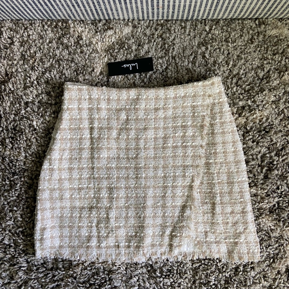 Lulus Cream Tweed Skirt